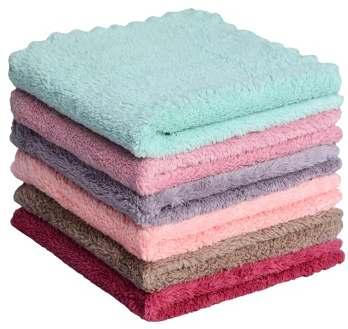 Chiffons en microfibre réutilisables lot de 6, essuie-tout vaisselle et cuisine 28x28cm