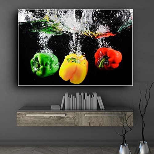 Affiche piment abstrait grande taille 60x80 cm toile pour cuisine sans cadre