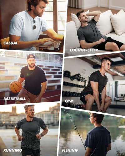 Image of 3 Pack Workout Mens Shirts Gym Quick Dry Moisture Wicking T Shirts（S-6XL）
