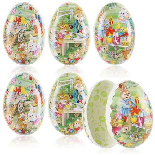 com-four Lot de 6 œufs de Pâques à remplir - Colorés - Pour Pâques - Œufs de Pâques avec motifs traditionnels de Pâques à cacher et à offrir