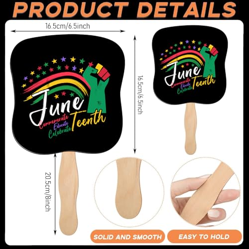 Image of Juneteenth Paper Hand Fan Freedom Day Fan Hand Celebrating Happy Juneteenth Day Classroom School African Afro American Festival Celebration Supplies June 19th