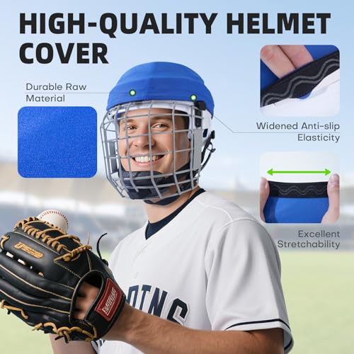 12 Pack Football Helmet Covers – Bright Color Scrimmage Caps for Youth & Adult, 10.4\" Practice Helmet Covers for Football, Hockey & Lacrosse Training (Blue)