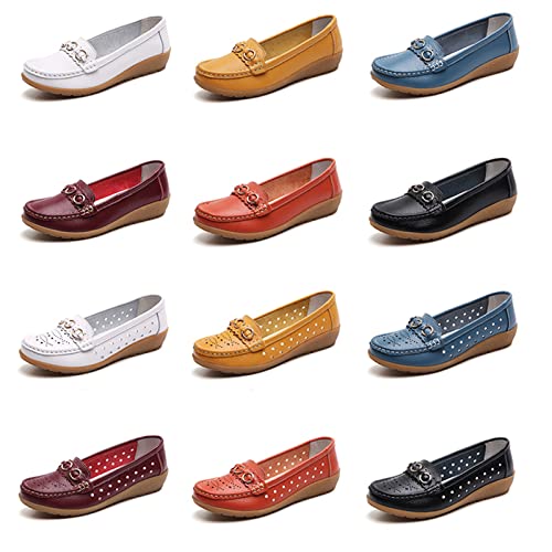 Mocassim feminino confortável para caminhada sem salto de couro sem cadarço confortável sapatilha pa