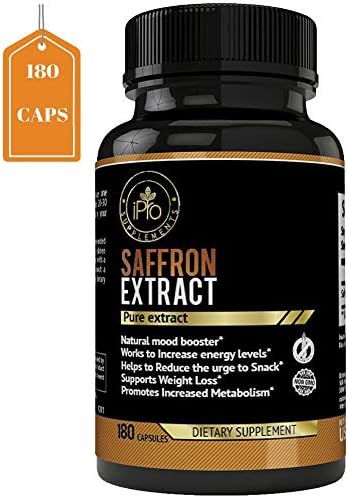 iPro Supplements 100% Pure Saffron Extract Pills 180 Natural Capsules for Weight Loss, Appetite Suppressant, Eye Vision Health, Depression, Mood Energy Booster, Improves Metabolism