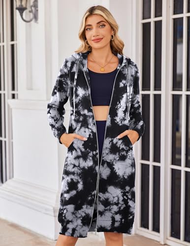 Zeagoo Women's Zip Up Hoodies Oversized Fleece Long Tunic Sweatshirts Casual Long Sleeve 2024 Fall Hoodie Jacket Coat