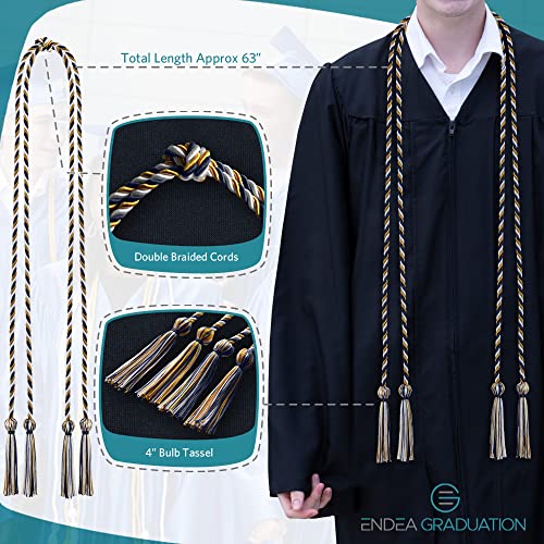 Image of Endea Graduation Double Honor Cord Three-Color (Navy Blue /Gold /White)
