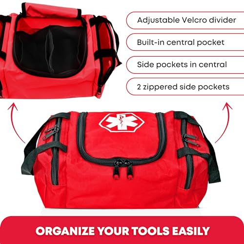 Image of Ever Ready First Aid EMS First Responder Fully Stocked Trauma First Aid Kit - Red