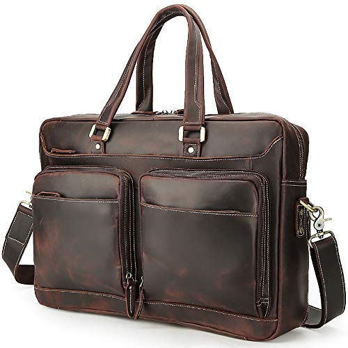 Leather Lawyers Briefcase Laptop Business Slim Bags for Men & Women