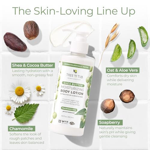 Tree to Tub Unscented Shea Butter Body Lotion for Dry Skin - Fragrance Free Lotion,Vegan Body Moisturizer, Good for Sensitive Skin for both Women & Men - Image 6
