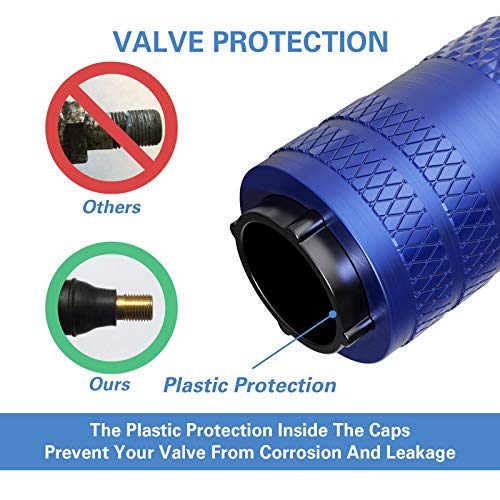 Image of CKAuto Tire Valve Stem Caps, Anodized Aluminum Tire Valve Cap Set | Corrosion Resistant, Universal Stem Covers for Cars Trucks Motorcycles SUVs and Bikes (Blue-US)