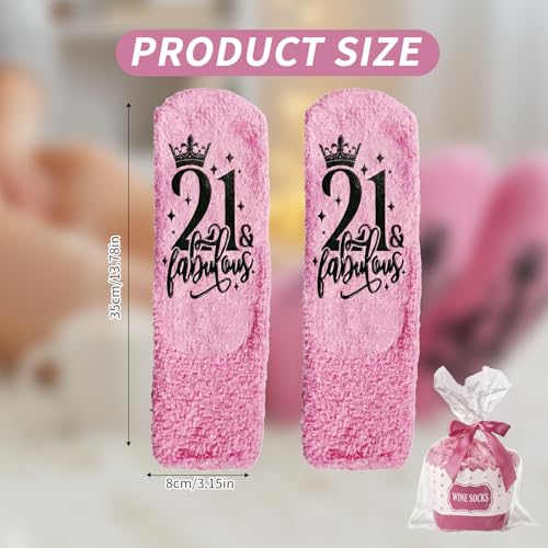 Bliceon 21st Birthday Gifts for Girls, Pink 21st Birthday Socks, Funny Fluffy Socks Gift for Women Her, Anniversary, Mother's Day, Friends Birthdays, Valentine's Day Gifts - Image 3