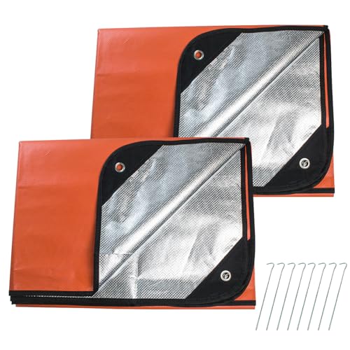 LeadCon Lot de 2 couvertures de survie améliorées – Bâche thermique réfléchissante –...