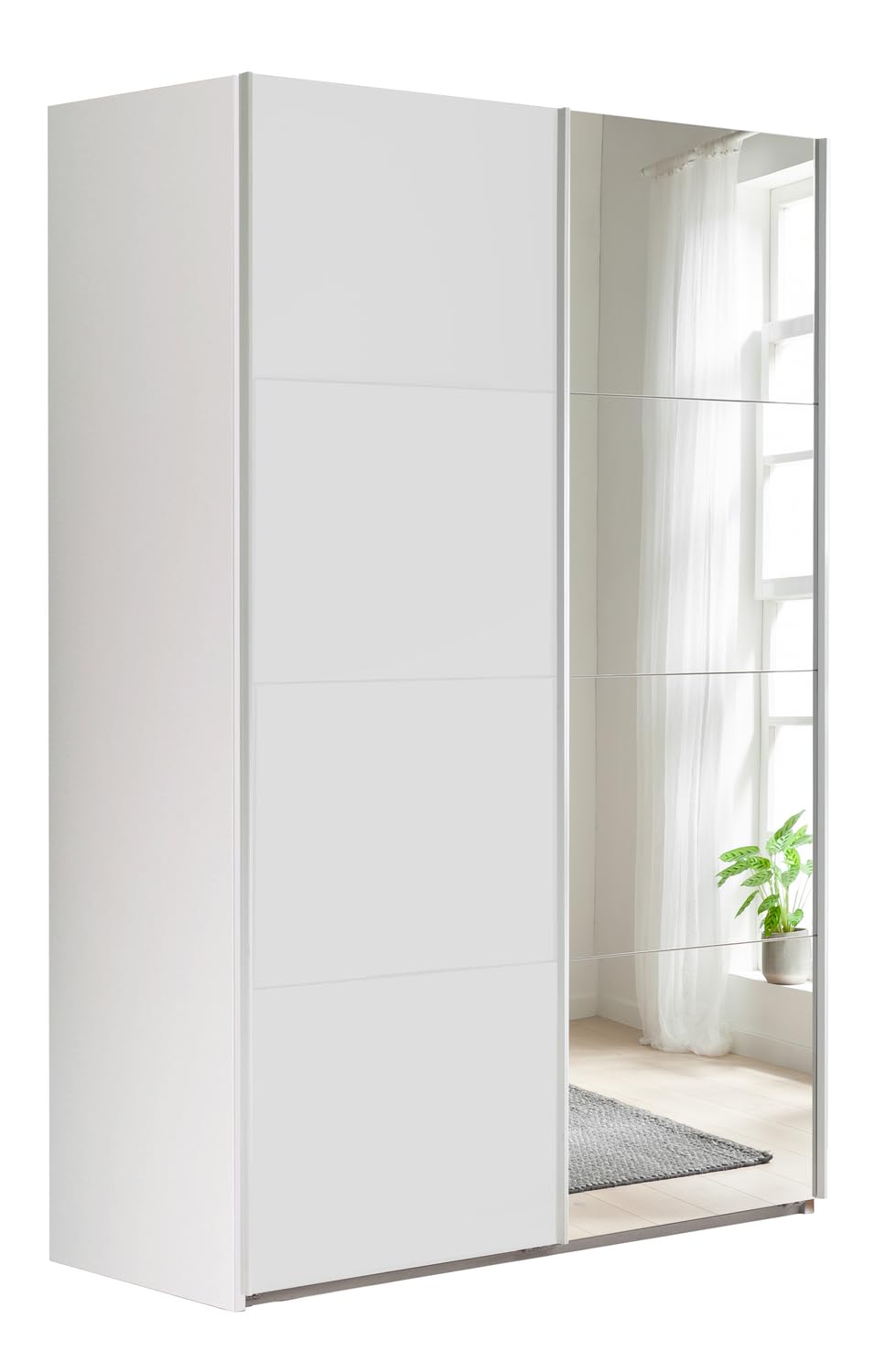 Composad | Armadio della Linea SYSTEMA, Armadio a 2 Ante Scorrevoli con Ante a Specchio, Camera da letto, (LxAxP) 150x223x67 cm, Colore Bianco, Made in Italy