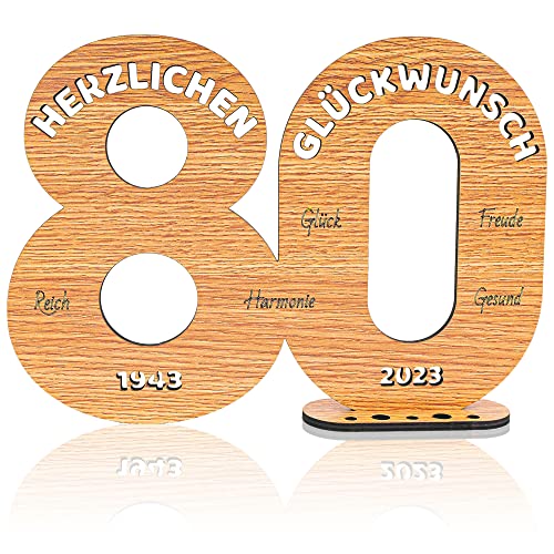 USEAMIE Digital Holz Schild Gästebuch-80 Geburtstage und Jubiläen-Digitale Geschenke zum 80 Jahre Jubiläum Dekorieren Cover