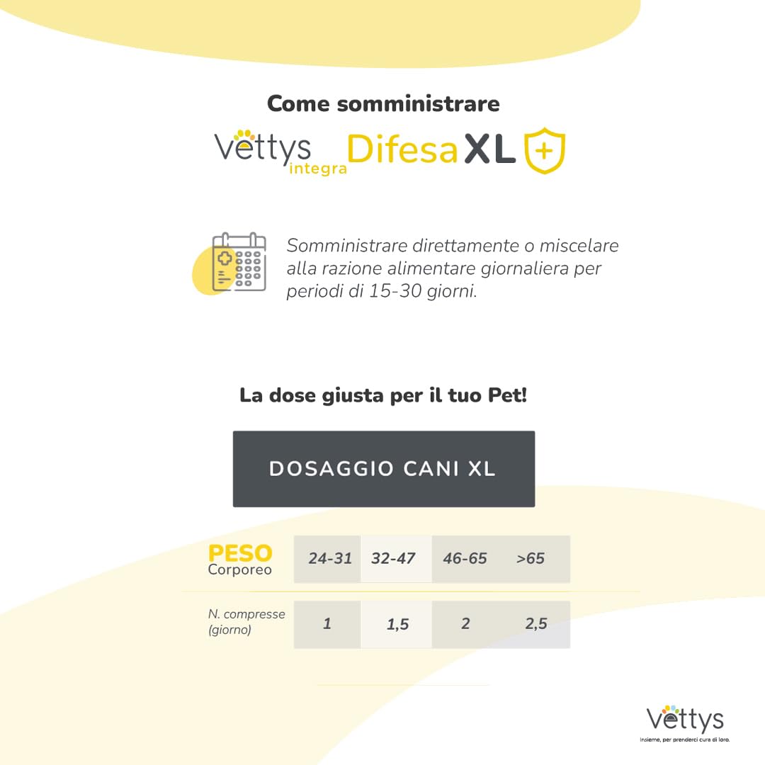 Vettys Integra Difesa XL - Integratore per le Difese Immunitarie del Cane - 30 Compresse