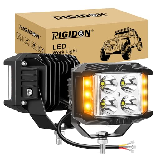 RIGIDON 2 x 4 pouces 35W 3500LM Stroboscopique cube barre led, 12V 24V phare de travail led, projecteurs lumière spotlight feux de travail pour offroad Voiture camions...