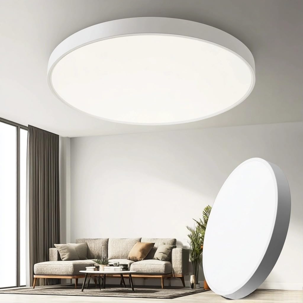 32'' Large Led Flush Mount Ceiling Light Fixture, Dimmable & 3000K/4500K/6000K Selectable, 72W, 7200LM, Modern, White, Ultra Thin, for Bedroom, Kitchen, Dining Room, Living Room, Home Office, Hallway