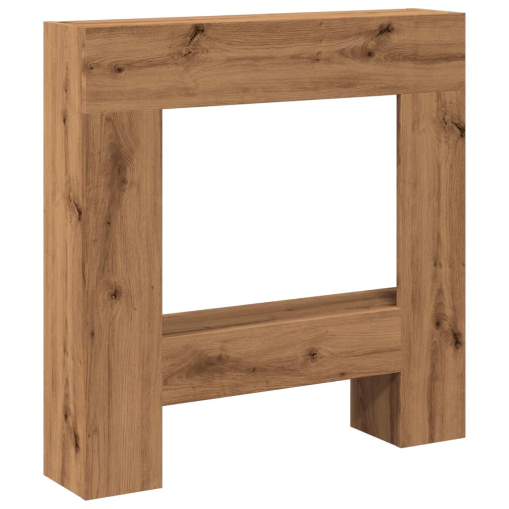 Vidaxl Artisan Oak Fireplace Surround, Fire Surround Only Compatible With Led Flame, Fireplace Frame For Living Room Hallway, Engineered Wood