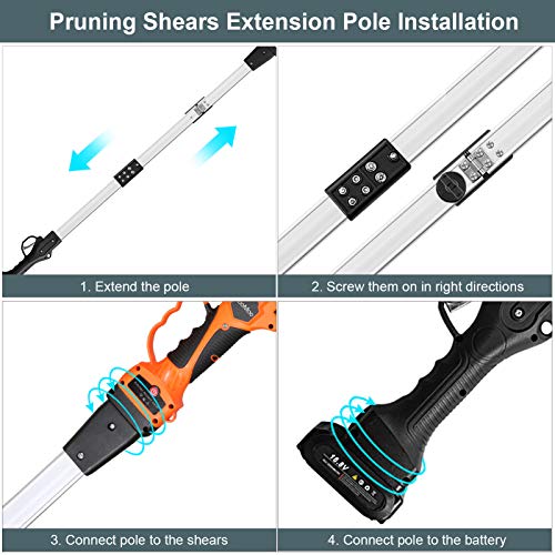 Telescopic Pruning Shears Pole - 7.5 Foot for Battery Powered Long Reach Cordless Shears, Extendable Electric Tree Branch Pruner Long Pole, Lightweight and Portable
