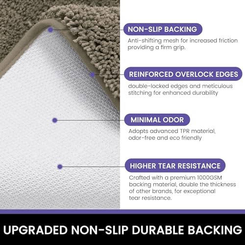 Image of Flooring India Co Newman Rectangular Bath Mat 2500 GSM Super Soft Microfiber Anti Skid Slip Water Absorbent Bathroom Mats for Bedroom, Home, Door (45x75 cm, Taupe)