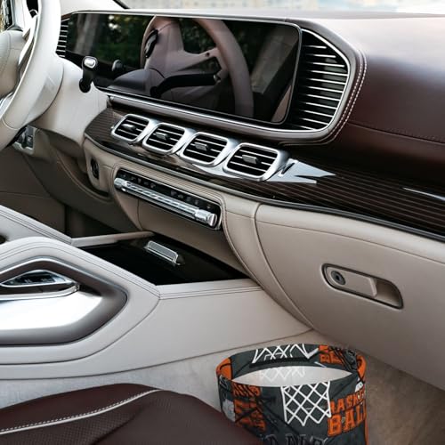 Image of Small Car Trash Can, Cool Basketball Design Hanging Foldable Car Trash Bag, Waterproof Leakproof Garbage Bin, Car Interior Organizer Accessories