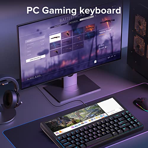 Jjtechgiant Touchscreen Gaming Mechanical Keyboard 12.6 Inch Portable Laptop Wired Usb Rgb Backlit Compact Monitor With Diy Keycap Plug And Play Split Screen Keyboard For Mac Windows Android #TOP6