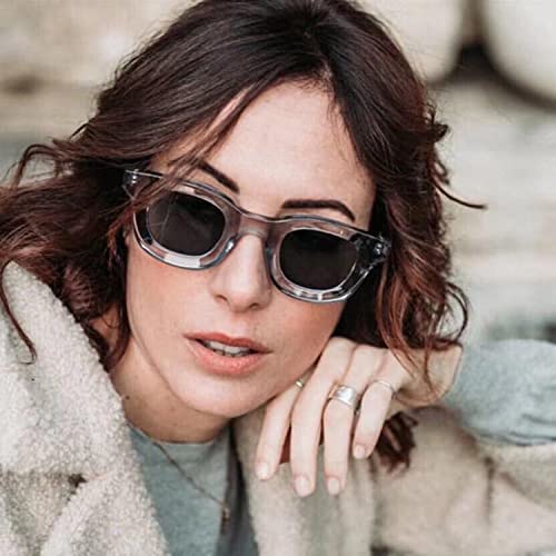 Image of EYLRIM Thick Square Frame Sunglasses for Women Men Chunky Rectangle Polarized Sunglasses UV400 Protection
