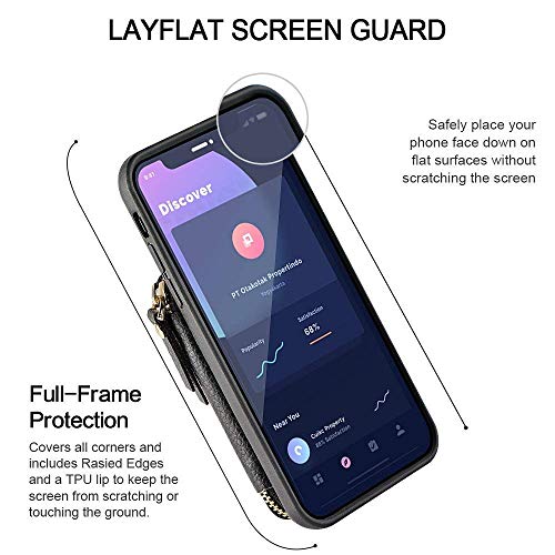 Zve Wallet Case For Iphone Xs Max With Credit Card Holder Slot Leather Wallet Zipper Pocket Purse Handbag Wrist Strap Case For Apple Iphone Xs Max - 6.5 Inch 2018 - Black #TOP5