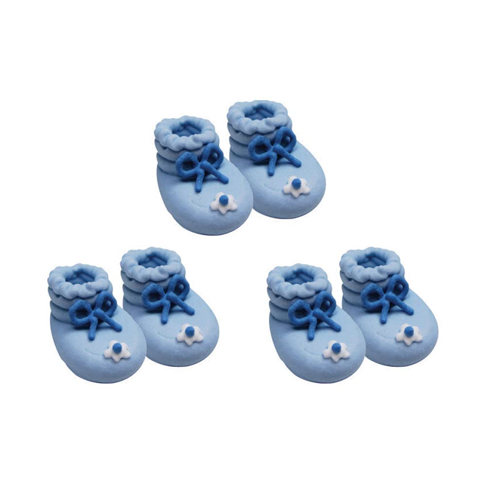 Party Savvy SF111B Blue Baby's Booties Sugarcraft Cake Toppers, 1.2"-6 Pcs
