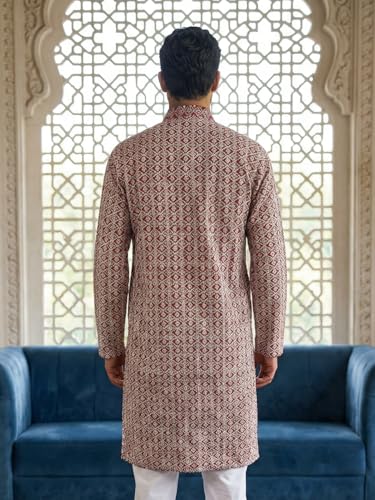 Image of Jompers Floral Embroidered Kurta (Maroon, XL)