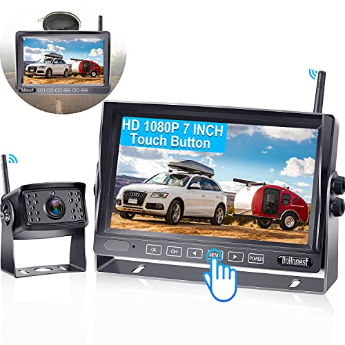 RV Backup Camera Wireless with 7   Touch Key Monitor,HD 1080P Rear View Camera Highway Observation No Delay System Compatible with Furrion Pre-Wired for RVs Trailer Truck Harvester Crane -DoHonest S36