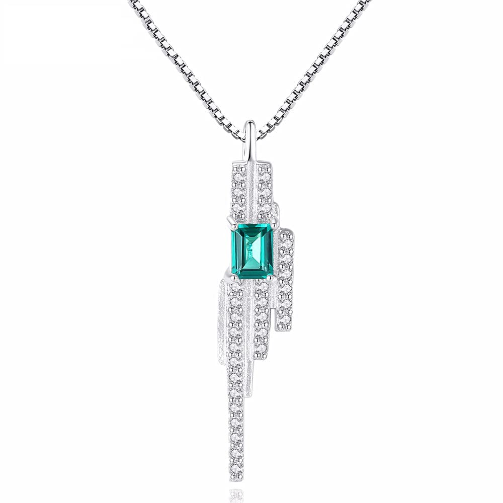 Collier chaîne avec pendentif femmes argent 925 pierre émeraude - 6