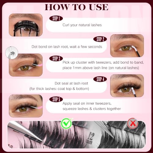 Manga Lash Clusters, Anime Spiky Wet Look Lashes, 162pcs 10-16mm CD Curl — view 6