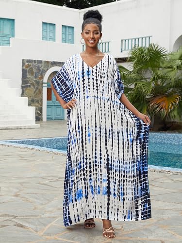 Image of Kaftan Dresses for Women Plus Size Bathing Suit Cover up Caftan Maxi Beach Dresses