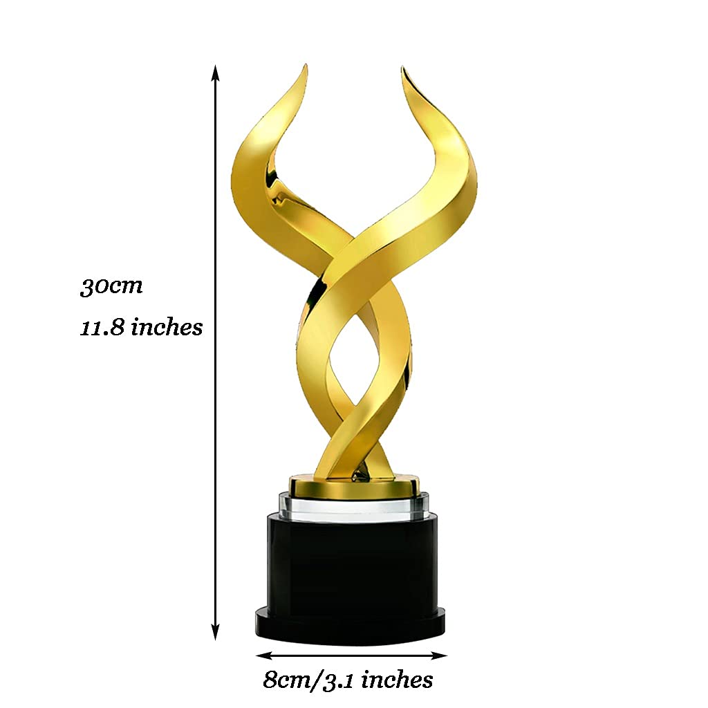 Kreative Zinklegierungsmetall-Trophäe, Hörner, Das Jährliche Treffen Vergibt Den Meisterpokal, Geschenk-Souvenir-Siegerpokal, Kostenlose Beschriftung Letter (Color : Gold, Size : 8x8x30cm)