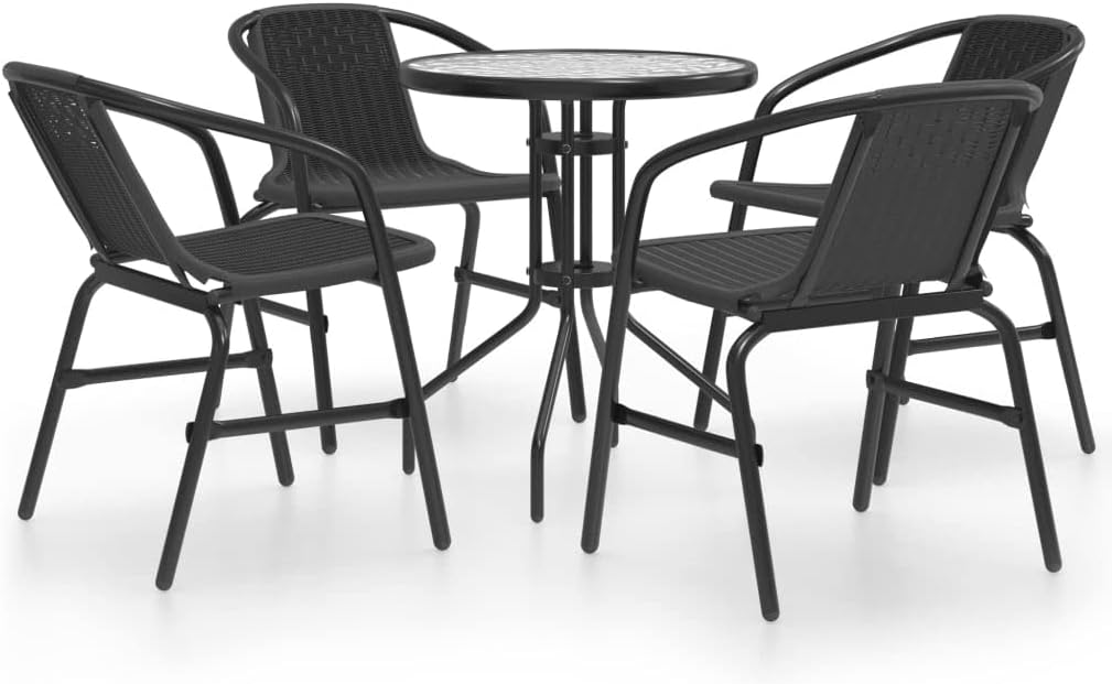 5 Piece Patio Dining Set,Afternoon Tea Suit,Conversation Furniture,Backyard Decor,Assembly Required,Suitable for Balcony, Deck, Backyard, Patio, Garden, Poolside, Black