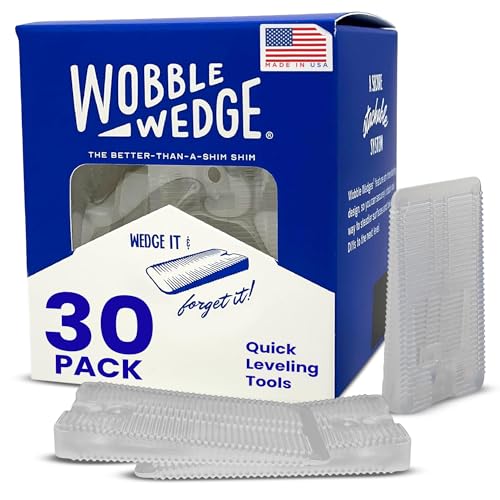 The Original Wobble Wedge Rigid Plastic Shims, Heavy Duty Leveling Wedges for Furniture, Tables, Toilets, Home Improvement & Work Projects, Transparent Plastic Shim, Leveling Feet, MADE IN USA, 30Pack