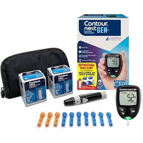 Ascensia CONTOUR NEXT GEN Blood Glucose Monitoring System – All-in-One Kit for Diabetes with Glucose Monitor and 20 Test Strips For Blood Sugar & Glucose Testing Cover
