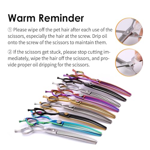 Image of 7.25 Inch Curved Chunker Shears Dog Grooming Scissors 440c Stainless Steel Chunkers Shears Thining Rate 70% Blending Shears For Dogs And Cats Grooming Curved Chunkers (BLACK)