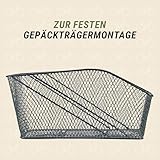 Prophete Fahrradkorb XXL, für Gepäckträger, engmaschiges Wabengitter, PE-kunststoffbeschichtet, inklusive Befestigungsmaterial, Feste Montage, max. 10 kg Tragkraft, 460 x 295 x 225 mm