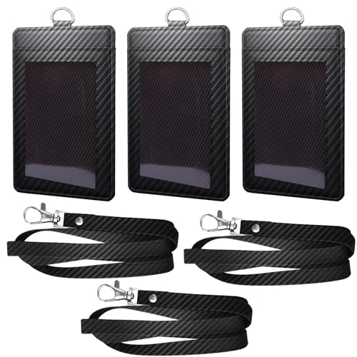 Coaott O porta-cartão de identificação de trabalho de fibra de carbono com cordão é um porta-cartões