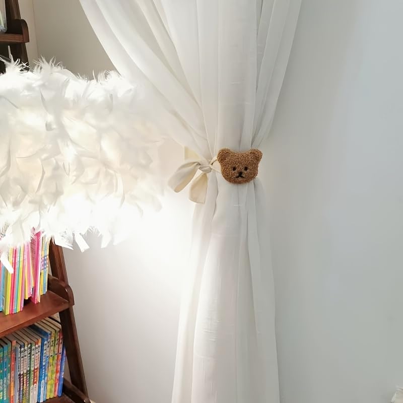 MAKNGRID Coffee Modern – for Stylish Nursery, Door 2PCS Home 3D Room, Animal Curtain Cartoon Holdbacks Tiebacks Drapery & Kids tiebacks Cute Curtains Plush Holdbacks Drapes 4