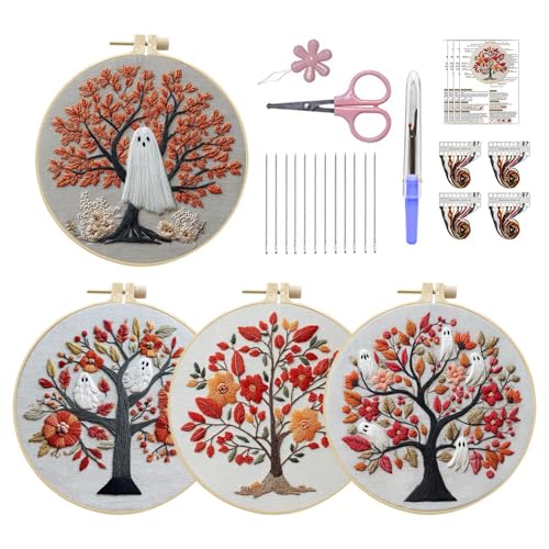 Kit de broderie Halloween complet avec fils et aiguilles pour débutant