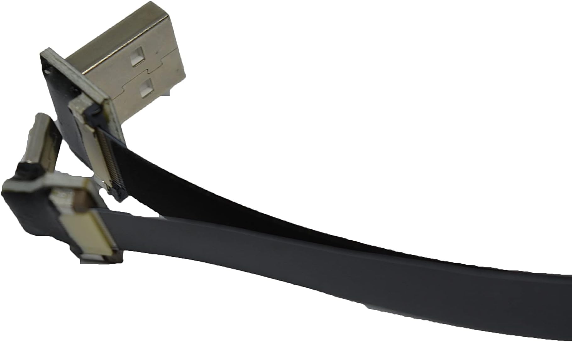 Long Flat Slim Thin Ribbon Micro USB Male 90 Degree Angled to Standard USB A Male 90 Degree Angled for sync and Charging Black (80CM Micro USB 1 to Standard USB A Down)