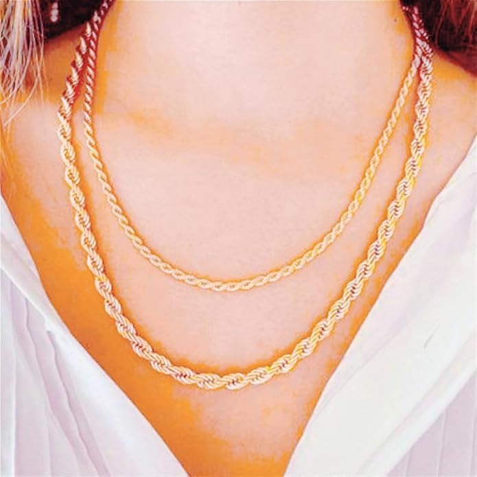 14K Solid Yellow Gold Rope Chain Necklace, 1.5mm,2.0mm,3.0mm,4.0mm with Diamond-Cut Accents, Unisex Gift (Available in 16-36 Inch Lengths) - Image 4