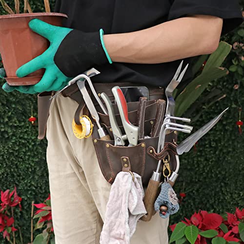 Miniatura 5 de Tourbon - Bolsa De Herramientas De Jardín De Piel Auténtica Ajustable Para Electricistas Y Carpinteros