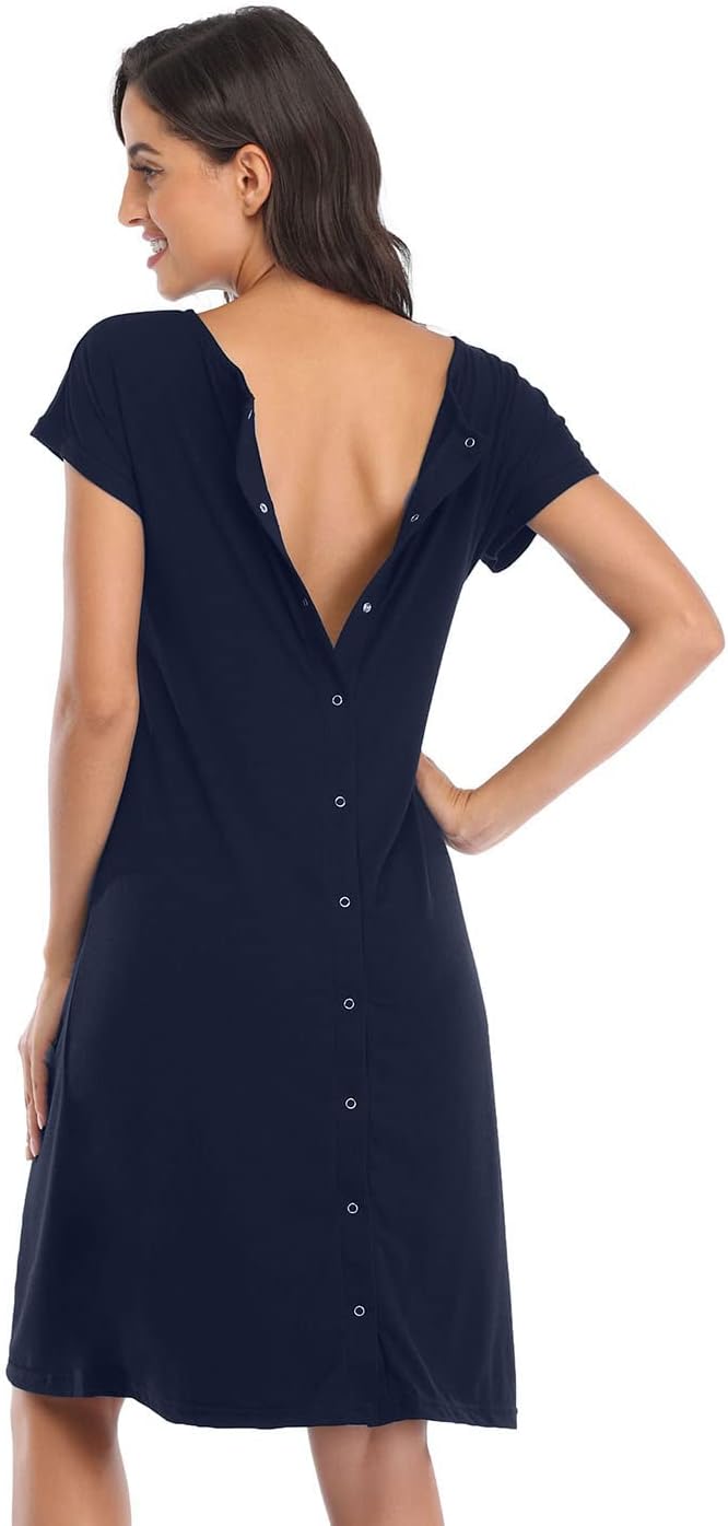 Women's Maternity 3 in 1 Delivery Labor Nursing Nightgown Hospital Gown Sleepwear for Breastfeeding - Image 7