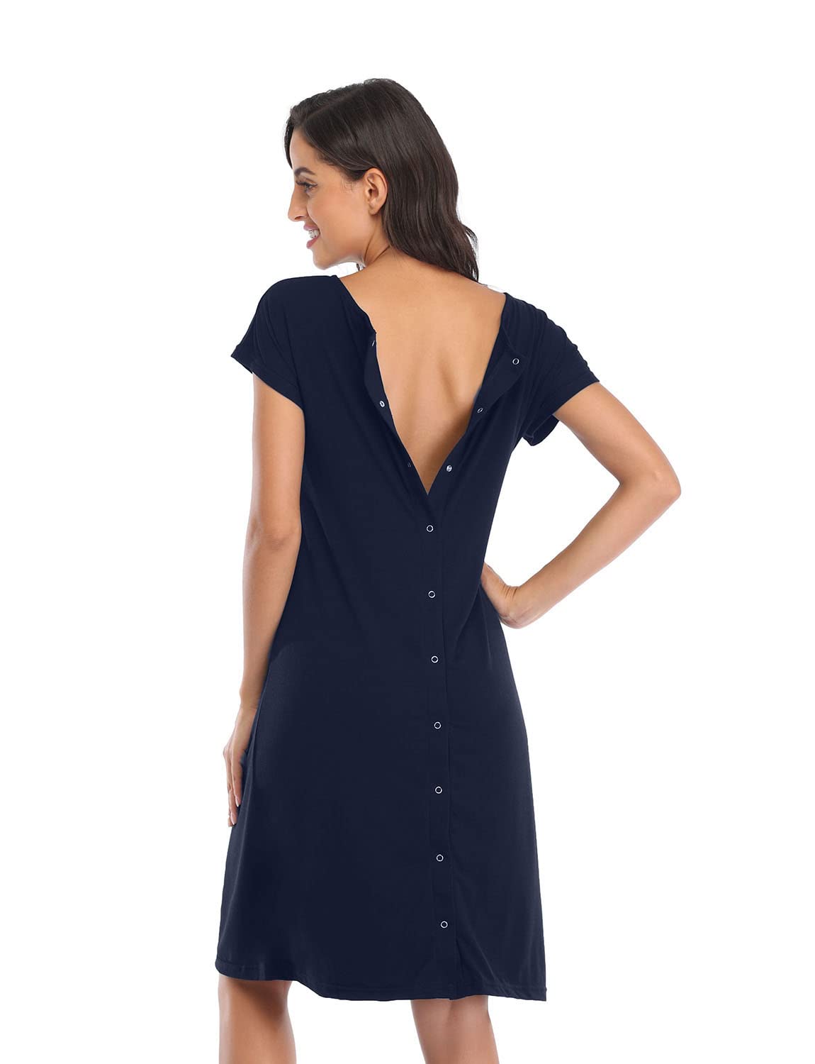 Damen Umstands-Nachthemd 3-in-1 Lieferung Arbeit Stillnachthemd Krankenhauskleid Nachtwäsche zum Stillen