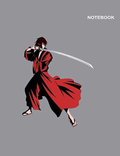 Rurouni Kenshin Wandering Samurai Anime notebook Himura Kenshin Rurouni Kenshin Wandering Samurai Grey Notebook Cover, 110 Pages, Letter (8.5 x 11