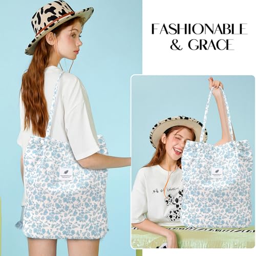 Image of Ayieyill Corduroy Tote Bag for Women Canvas Shoulder Cord Purse with Inner Pocket